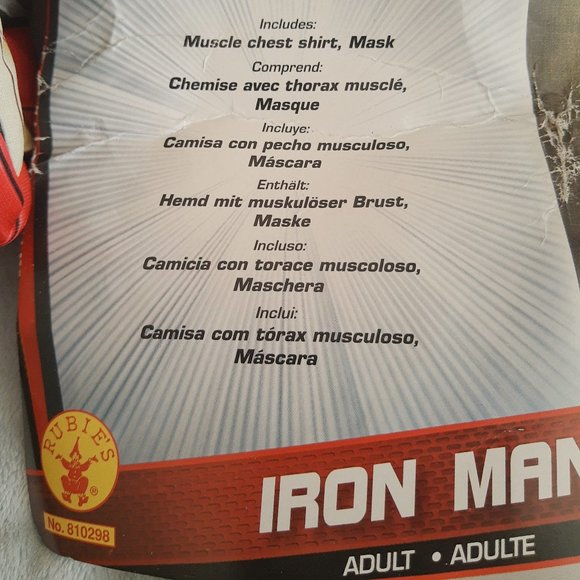 Marvel Avengers 2 Age of Ultron Iron Man Mark 43 Muscle Top Mask S-M PTP 23" - Picture 13 of 15